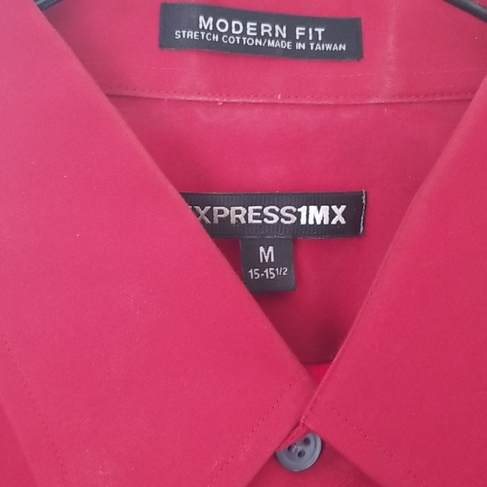 Express Mix Red Dress Shirt modern fit - Picture 2 of 2
